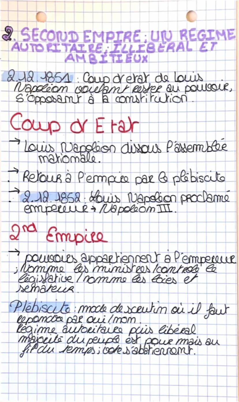 Histoire; Theme 2; chapitee 3
1 Difficile emréée dams âge Démocrati
-que :
2° République & 2nd Empire
feuilles
2. IDEAUX DEMOCRATIQUE ET
ELH