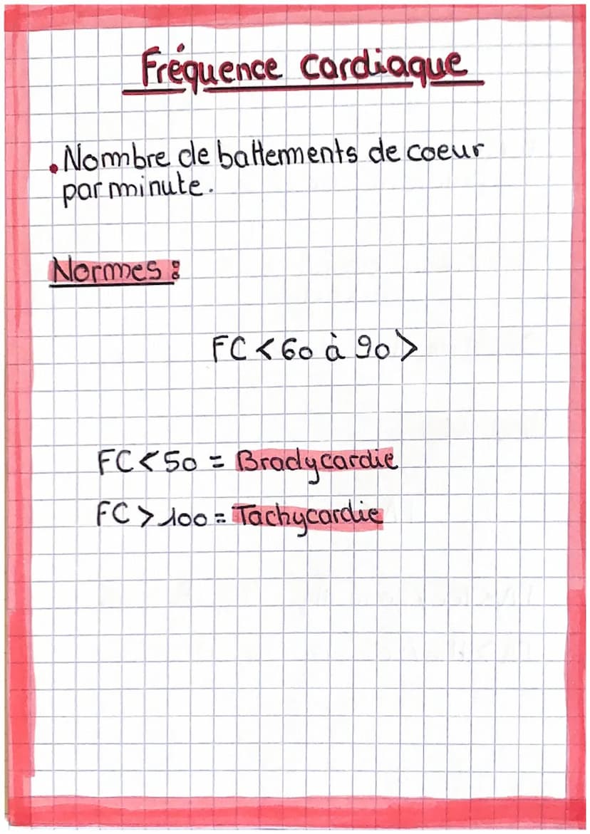 frequence Respiratoire
Nombre de Respiration par minute
Nommes:
FR <16 à 20>
FR <16 = Bradypnée
FRX20 = Tachypnée Saturation
• Quantité d'ox