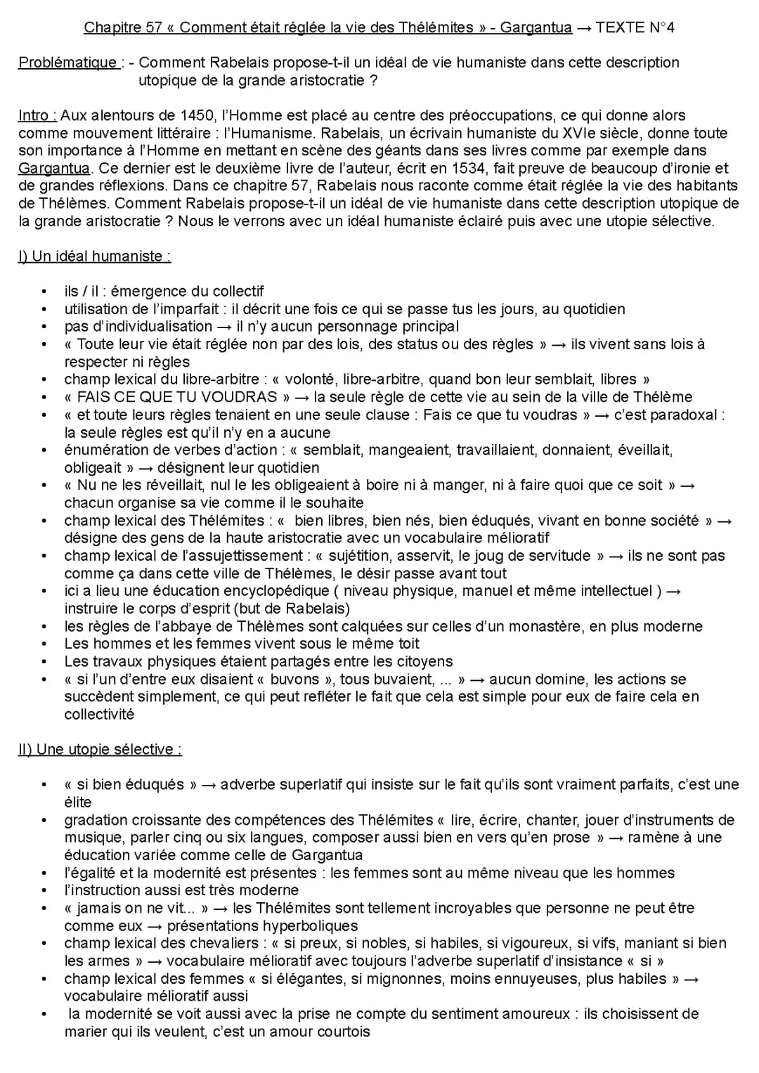 Gargantua Chapitre 57 Analyse Linéaire PDF et Résumé