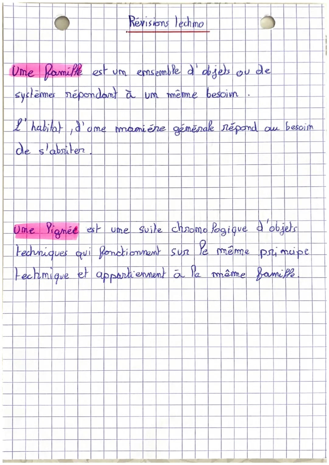 Revisions lechmo
Ume famille est un ensemble d'objets ou de
systèmes répondant à um même besoim
I habitat, d'ome manière générale répond au 
