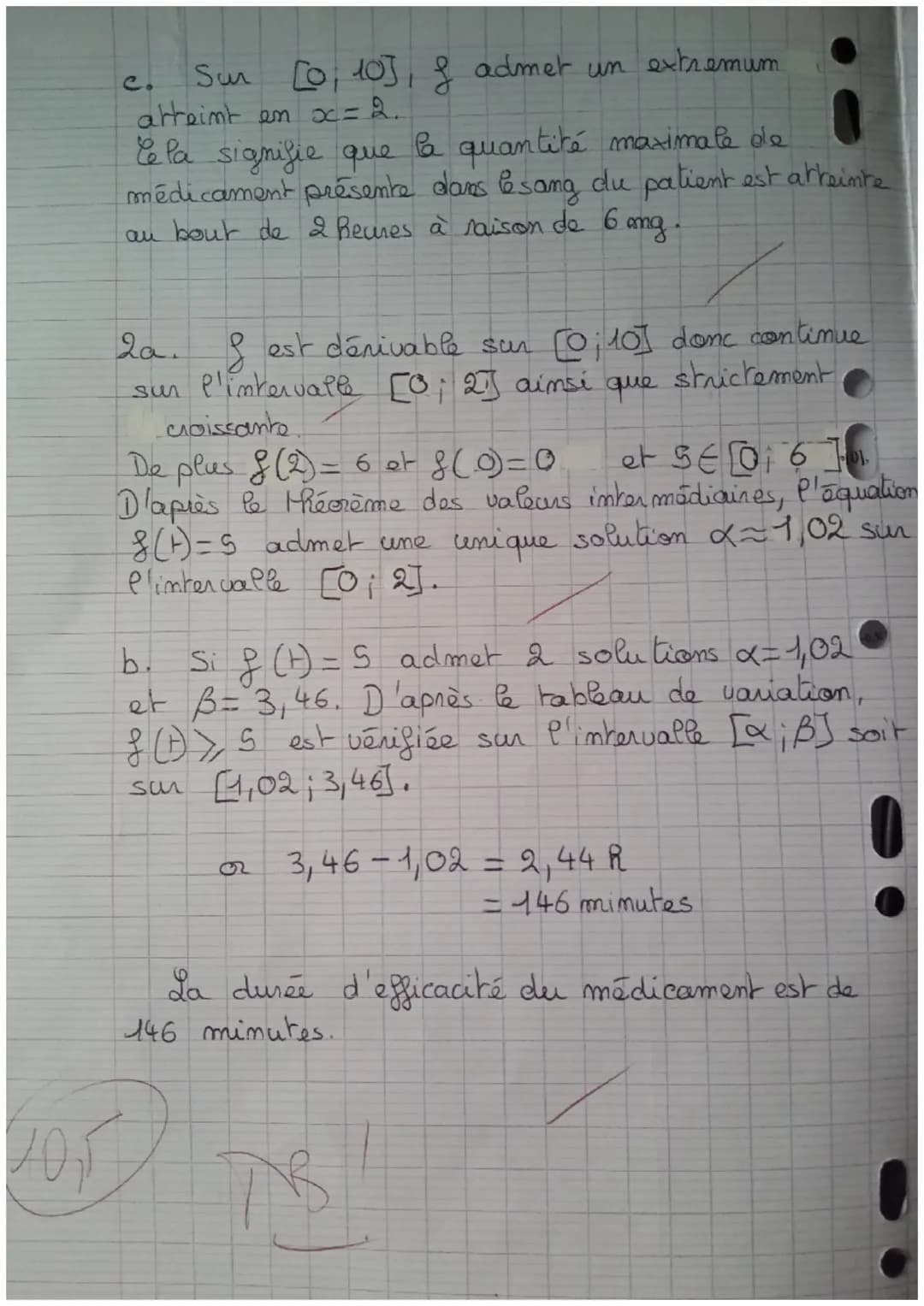 Contrôle fonctions (dérivation + continuité)
Partie A:
Dans le cadre d'un essai clinique, on envisage un protocole de traitement d'une
malad