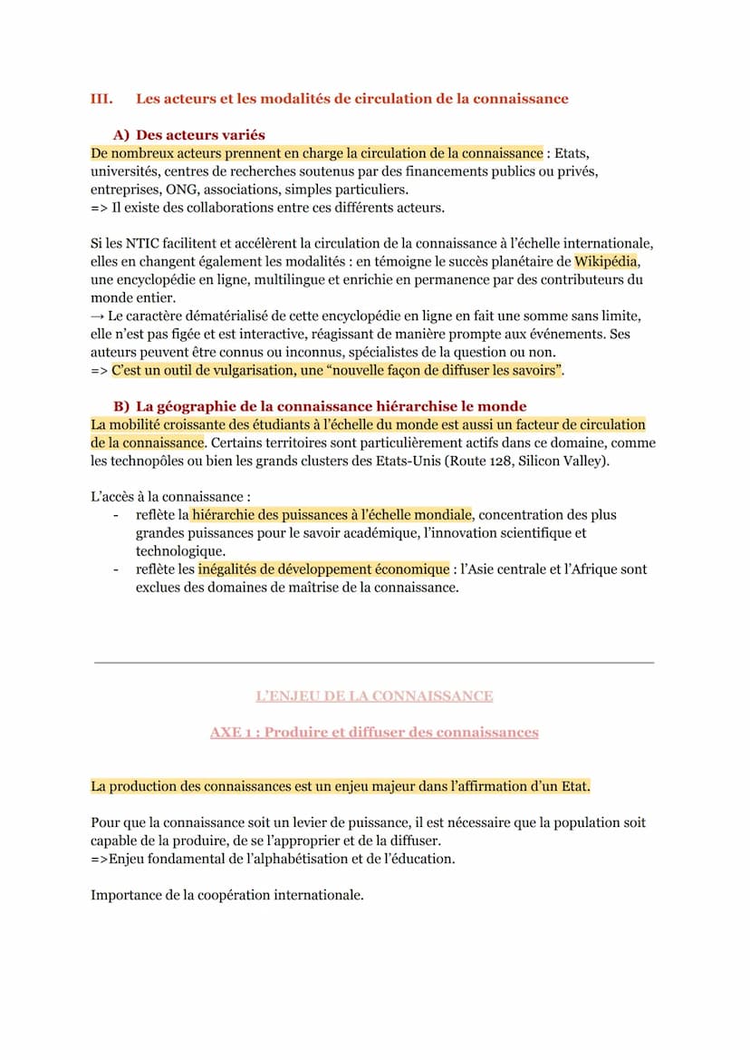 L'ENJEU DE LA CONNAISSANCE
AXE INTRODUCTIF: Le partage de la connaissance
"La science n'a pas de patrie", PASTEUR.
→ Les chercheurs du monde