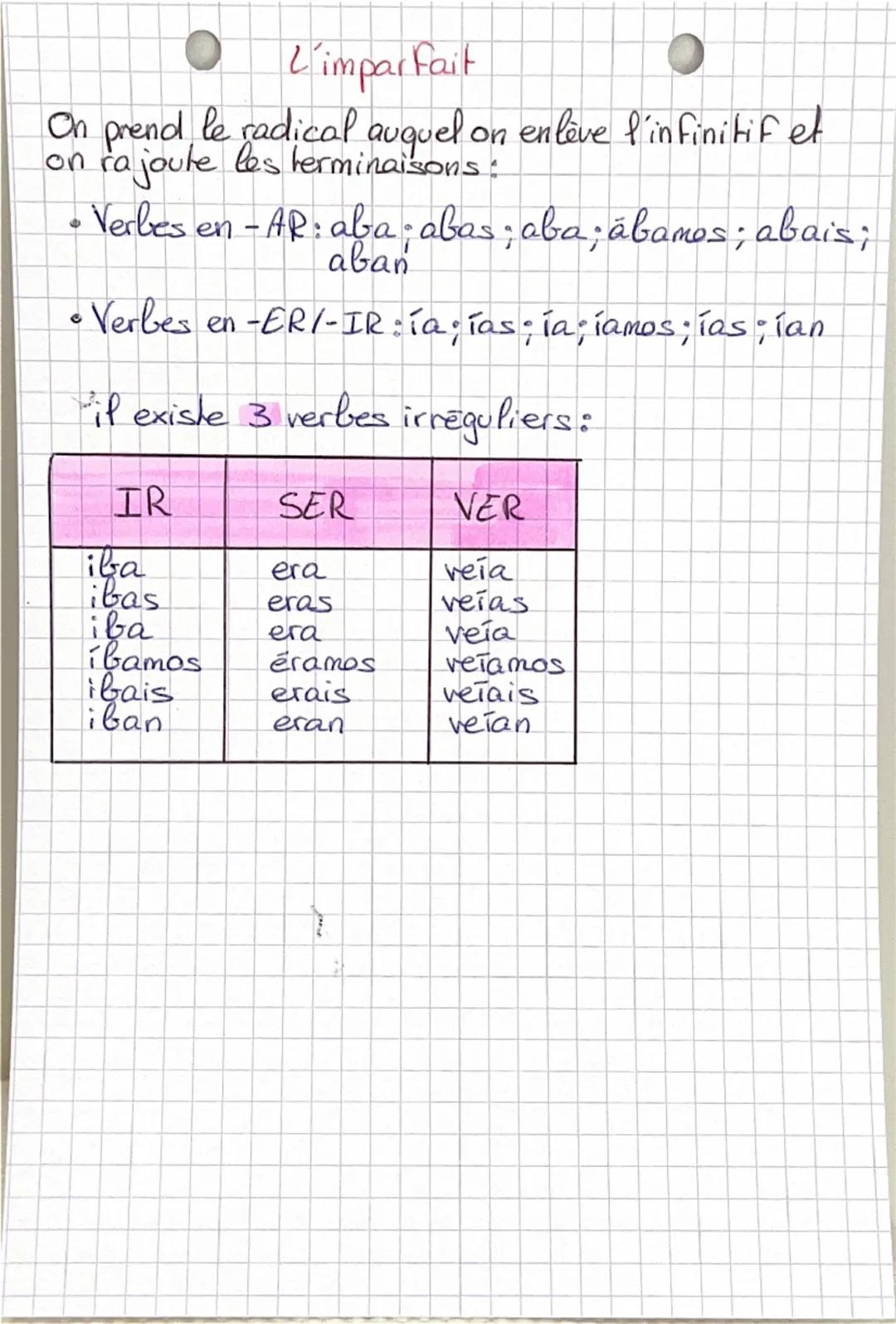 L'imparfait
On prend le radical auquel on enlève l'infinitifet
on rajoute les terminaisons!
9
Verbes en -AR: aba; abas; aba; ábamos; abais;
