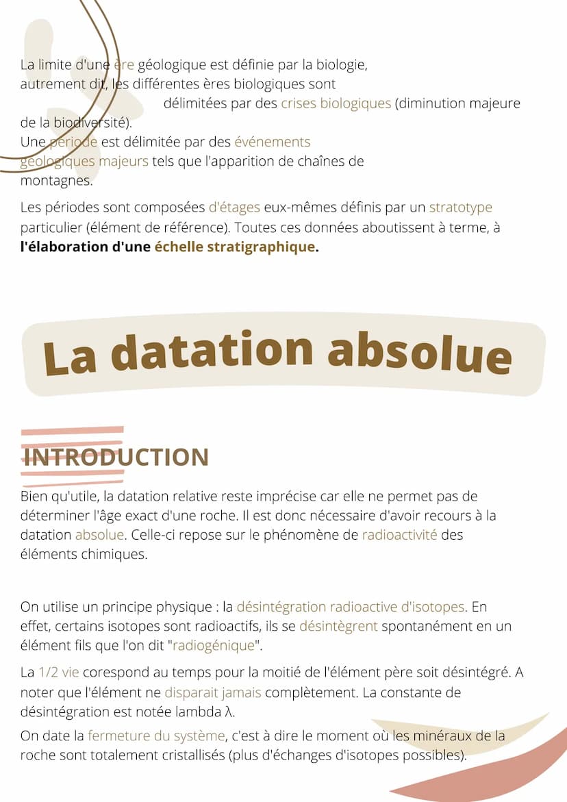La datation relative
INTRODUCTION
L'une des méthodes de datation à disposition des géologues est celle de la
chronologie relative. Par celle