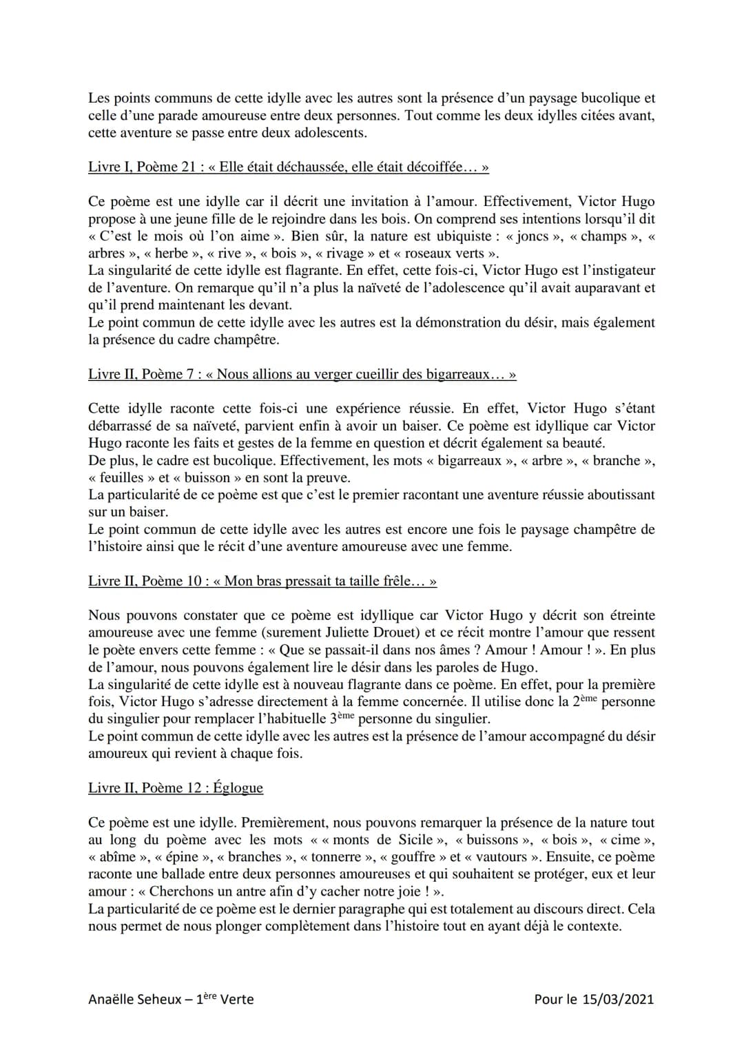 Travail d'appropriation : Les Idylles dans Les Contemplations de Victor Hugo
Livre I, Poème 11 : << Lise >>
Le poème Lise est une idylle. En