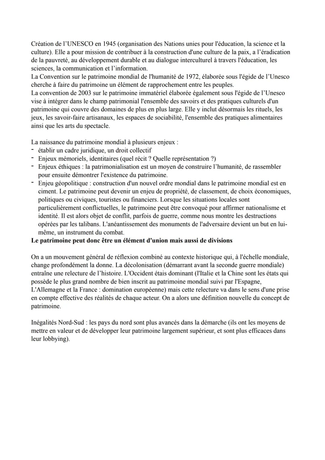 HGGSP THEME 2 : identifier, protéger et
valoriser le patrimoine : enjeux géopolitiques
patrimoine: vient du latin <<patrimonium », l'héritag