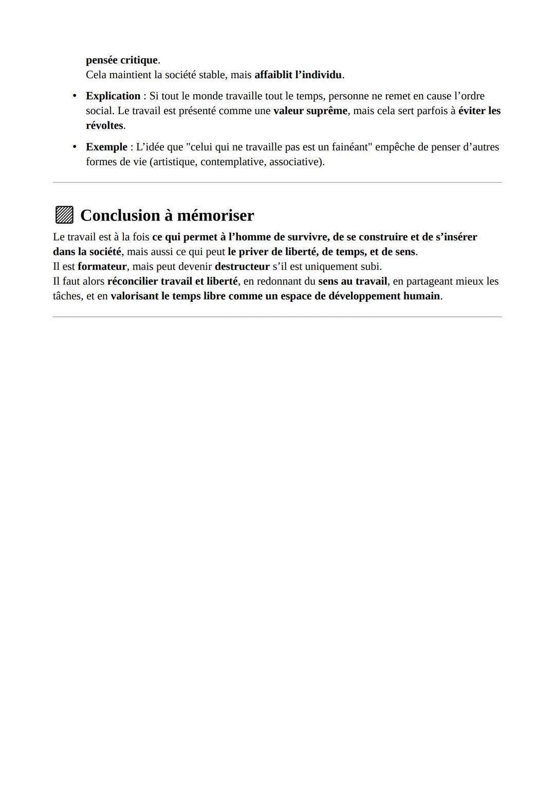 --- OCR Start ---
Le travail
? Problématique: Quelle place peut et doit avoir le travail dans la société
d'aujourd'hui ?
Le travail est-il u
