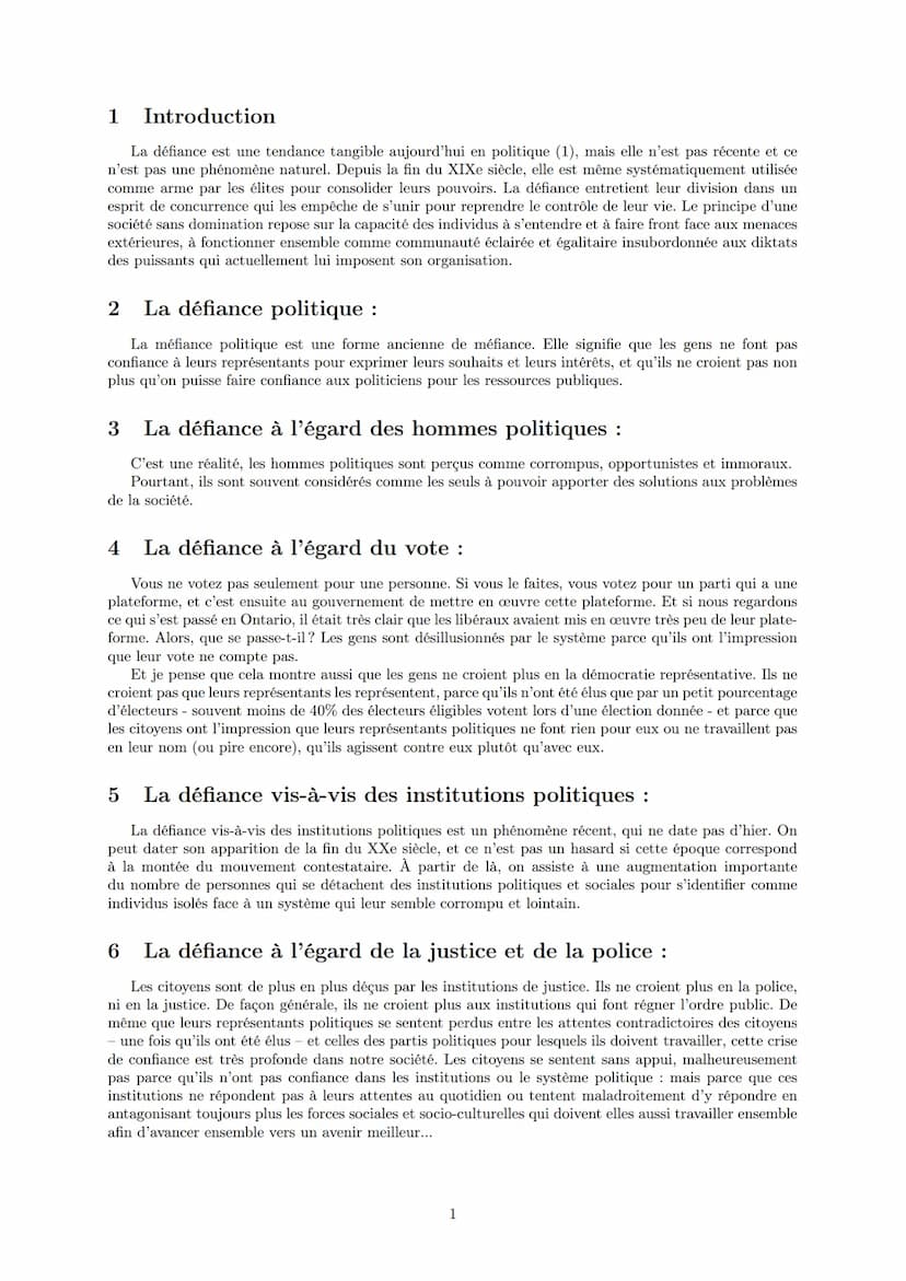 LYCEE GENERAL ET TECHNOLOGIQUE LA BRUYERE
Les différentes formes de défiance vis-à-vis de
la représentation politique et sociale, et
vis-à-v