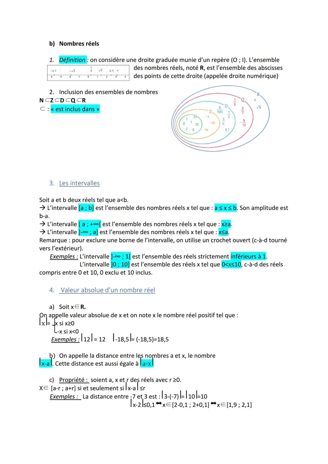Les nombres
1. Les nombres entiers
a) Nombres entiers naturels et nombres entiers relatifs
On note l'ensemble des nombres entiers naturels N