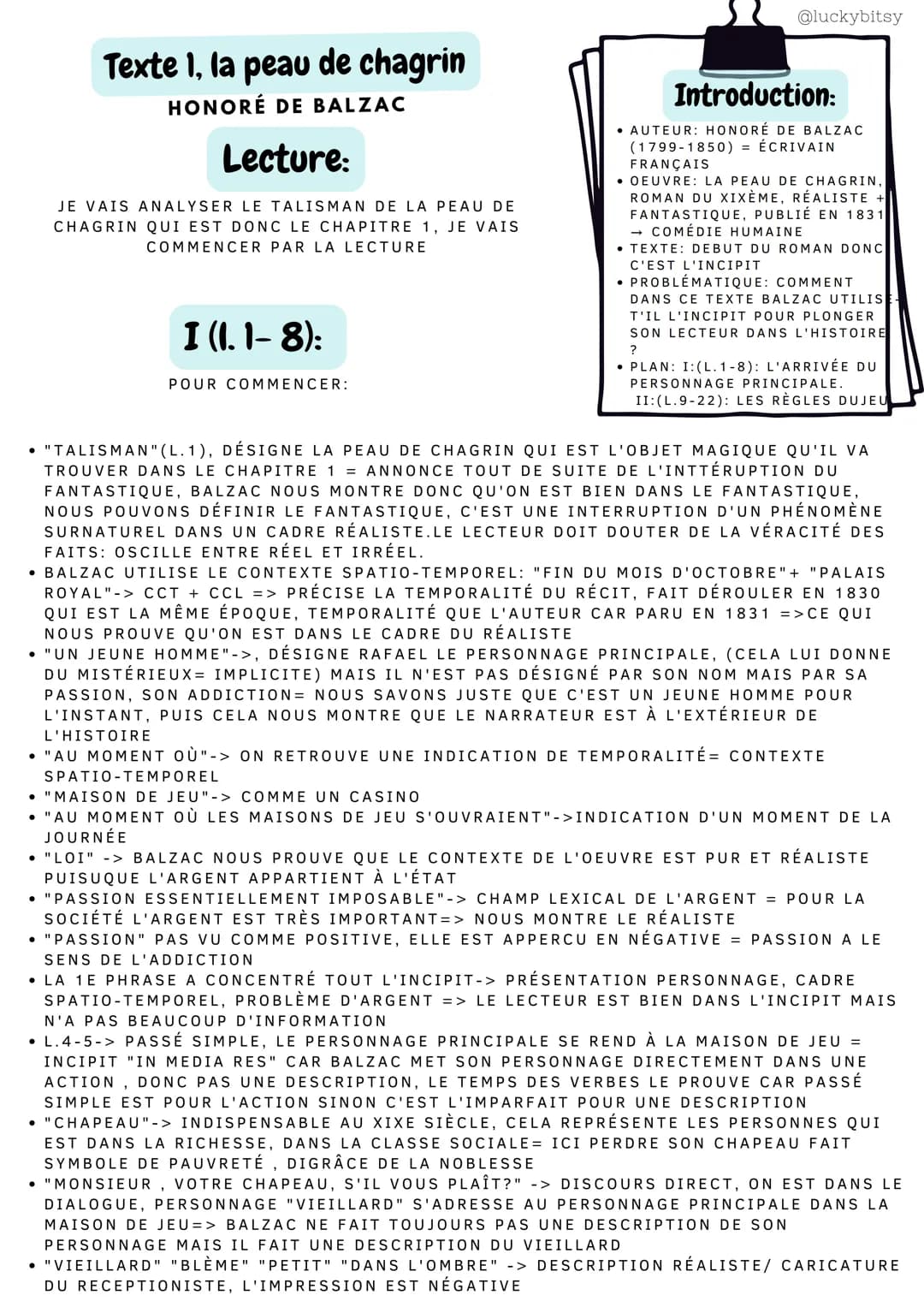 Texte 1, la peau de chagrin
HONORÉ DE BALZAC
Lecture:
JE VAIS ANALYSER LE TALISMAN DE LA PEAU DE
CHAGRIN QUI EST DONC LE CHAPITRE 1, JE VAIS