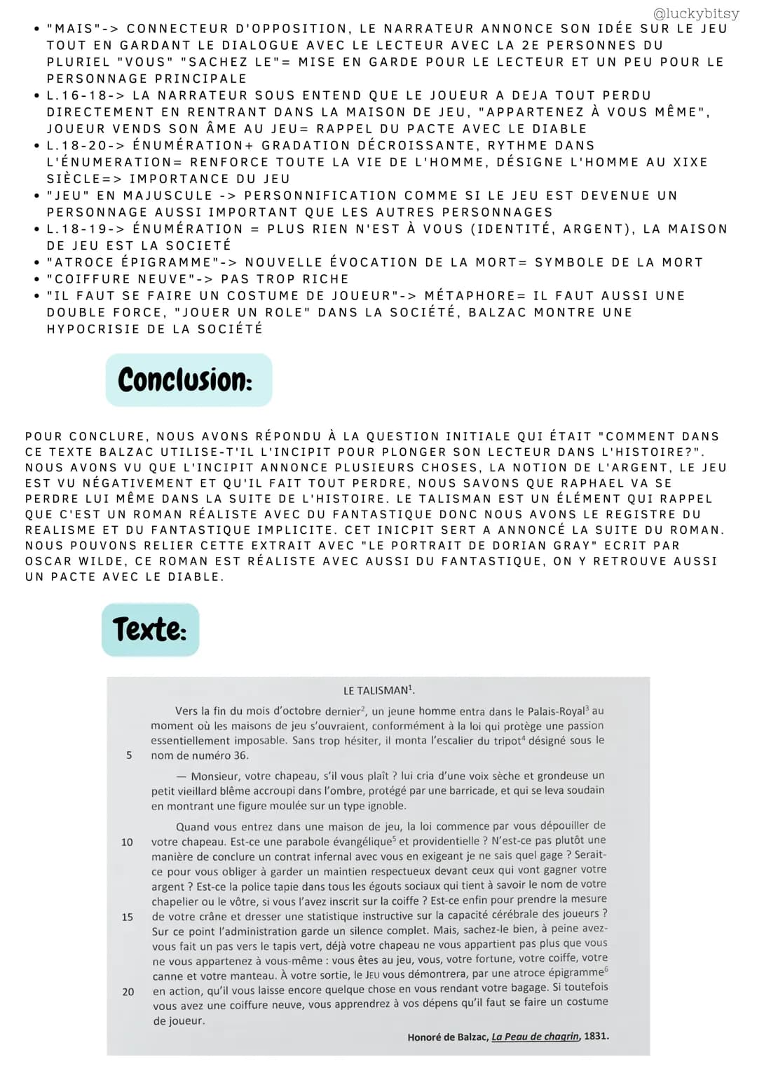 Texte 1, la peau de chagrin
HONORÉ DE BALZAC
Lecture:
JE VAIS ANALYSER LE TALISMAN DE LA PEAU DE
CHAGRIN QUI EST DONC LE CHAPITRE 1, JE VAIS