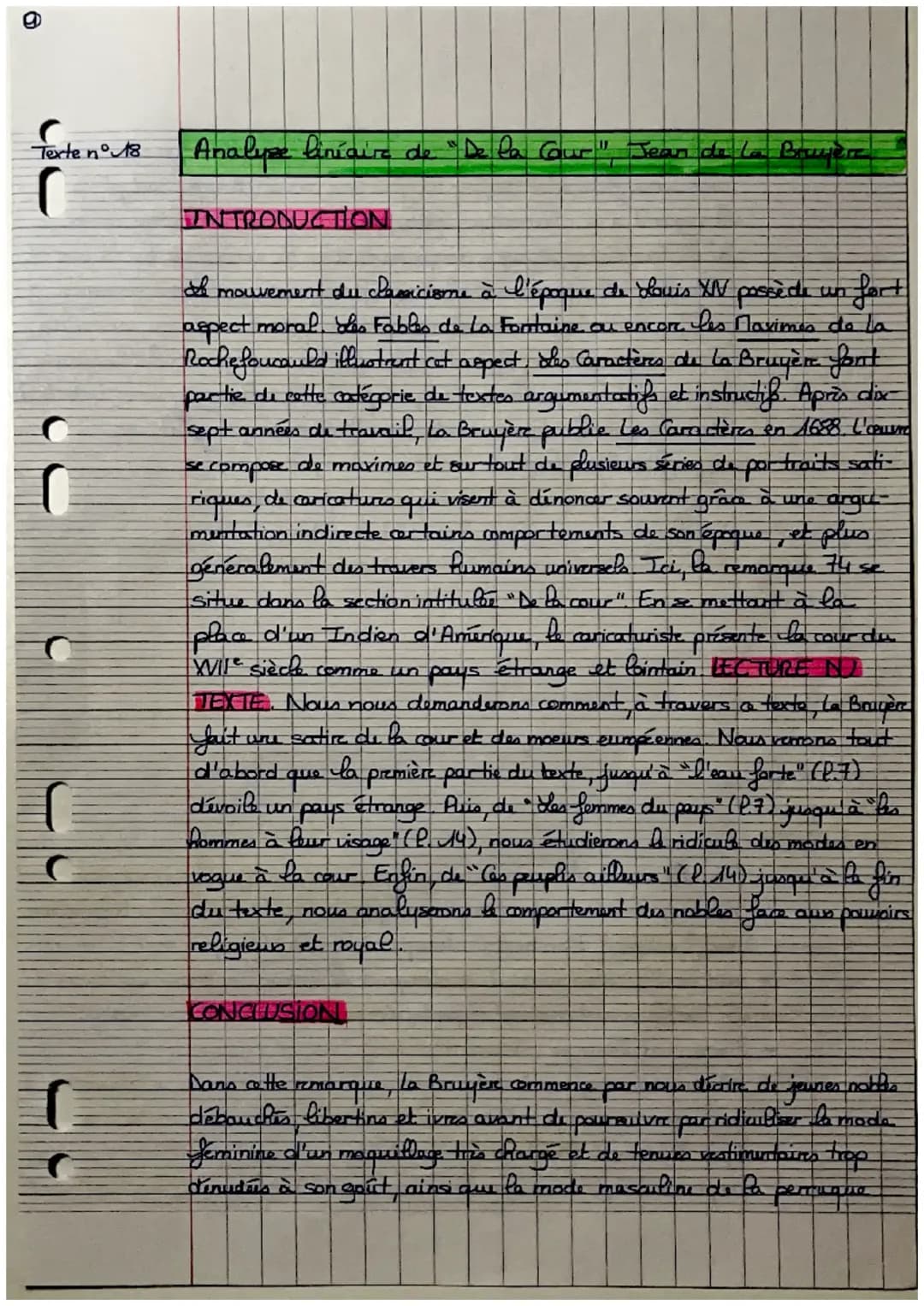 Analyse Linéaire de La Bruyère : De la Cour et sa Satire des Mœurs Européennes