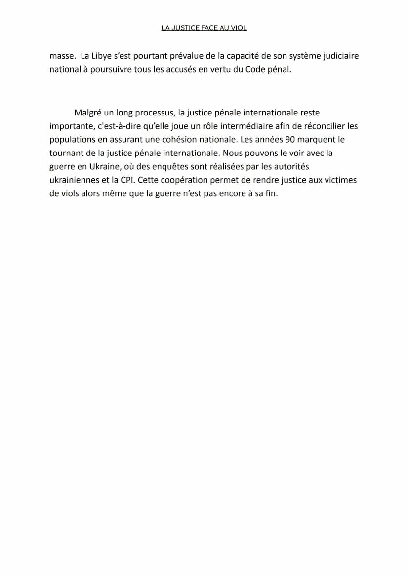 
<p>Je vais aborder aujourd'hui le sujet de la justice internationale face au viol en période de conflit. En plein cœur du conflit ukrainien
