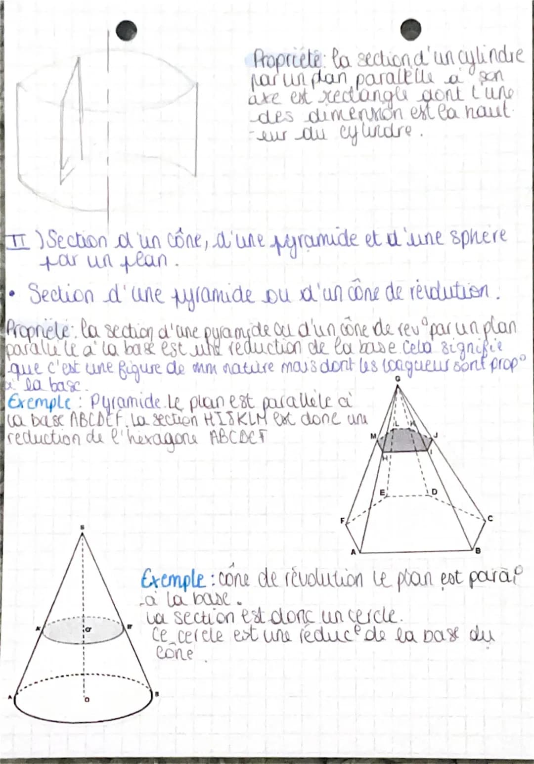 SECTION DE SOLIDE
I) Section d'un pavé droit et d'un cylindre par un plan
• Section d'un pavé droit
Propriété la section di un
pave droit fo