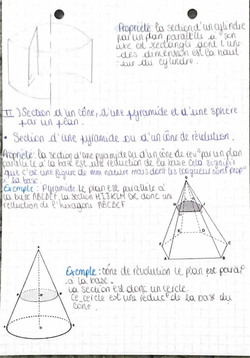 SECTION DE SOLIDE
I) Section d'un pavé droit et d'un cylindre par un plan
• Section d'un pavé droit
Propriété la section di un
pave droit fo