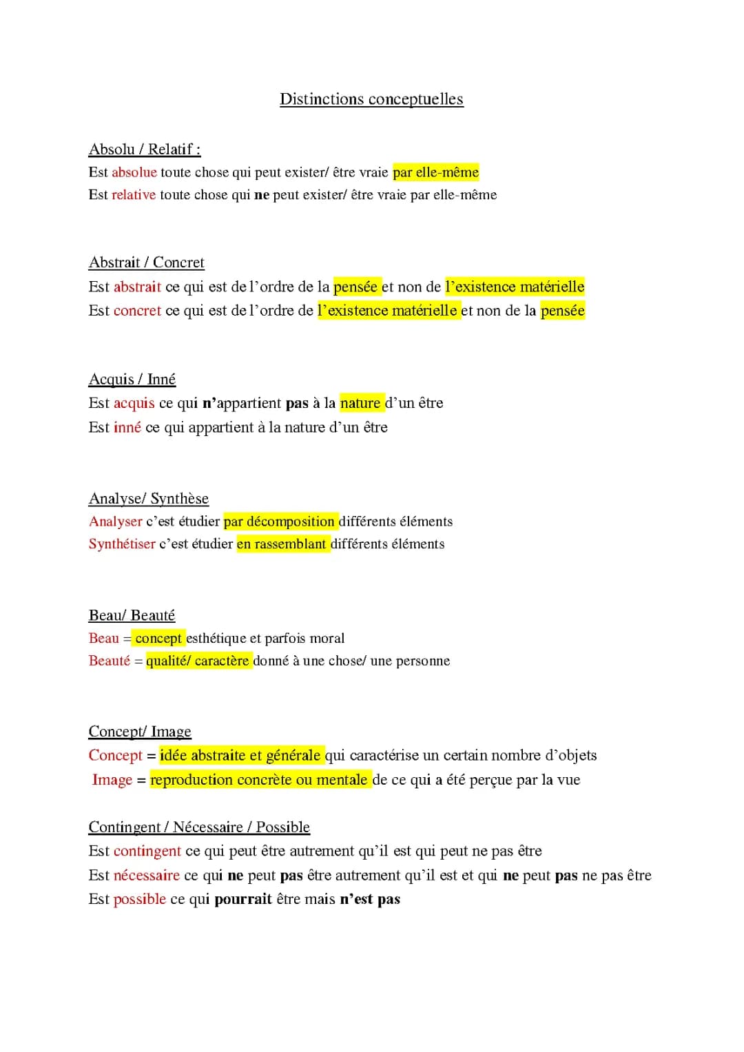 Distinctions Conceptuelles Philo Terminale: Définitions et Exemples