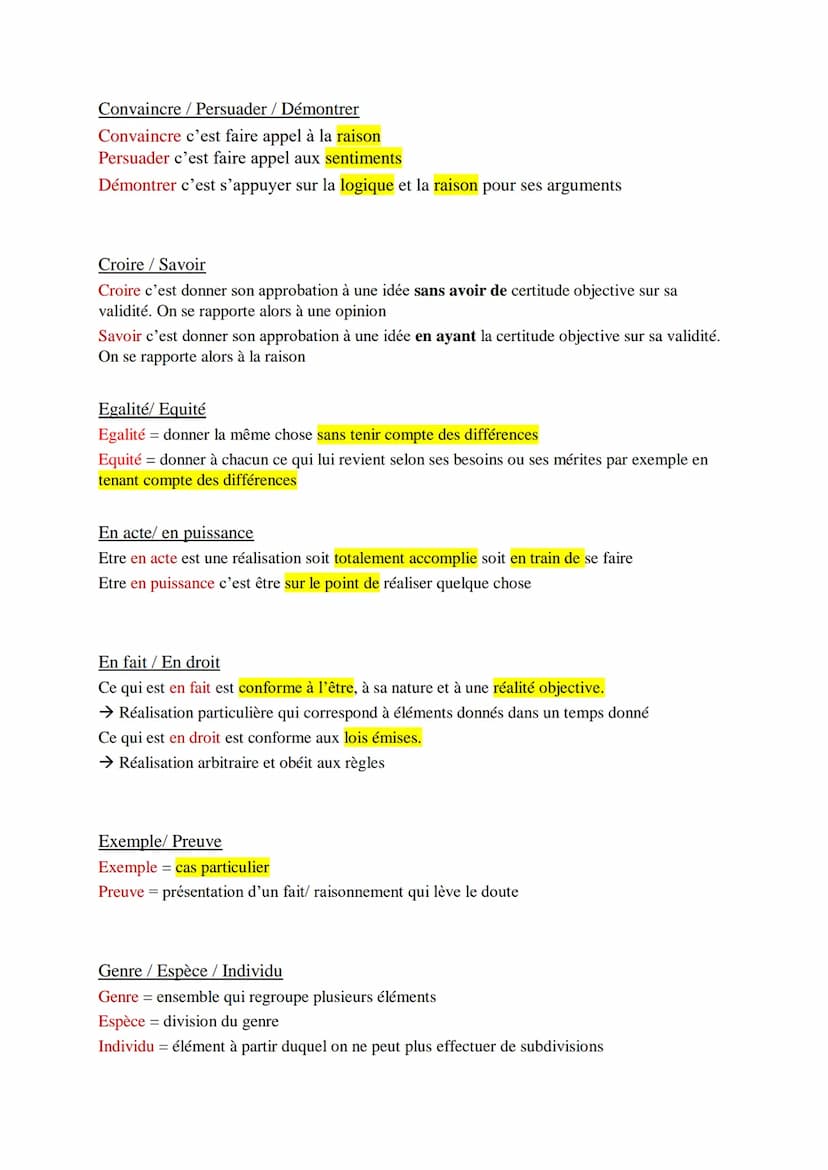 Distinctions conceptuelles
Absolu / Relatif :
Est absolue toute chose qui peut exister/ être vraie par elle-même
Est relative toute chose qu