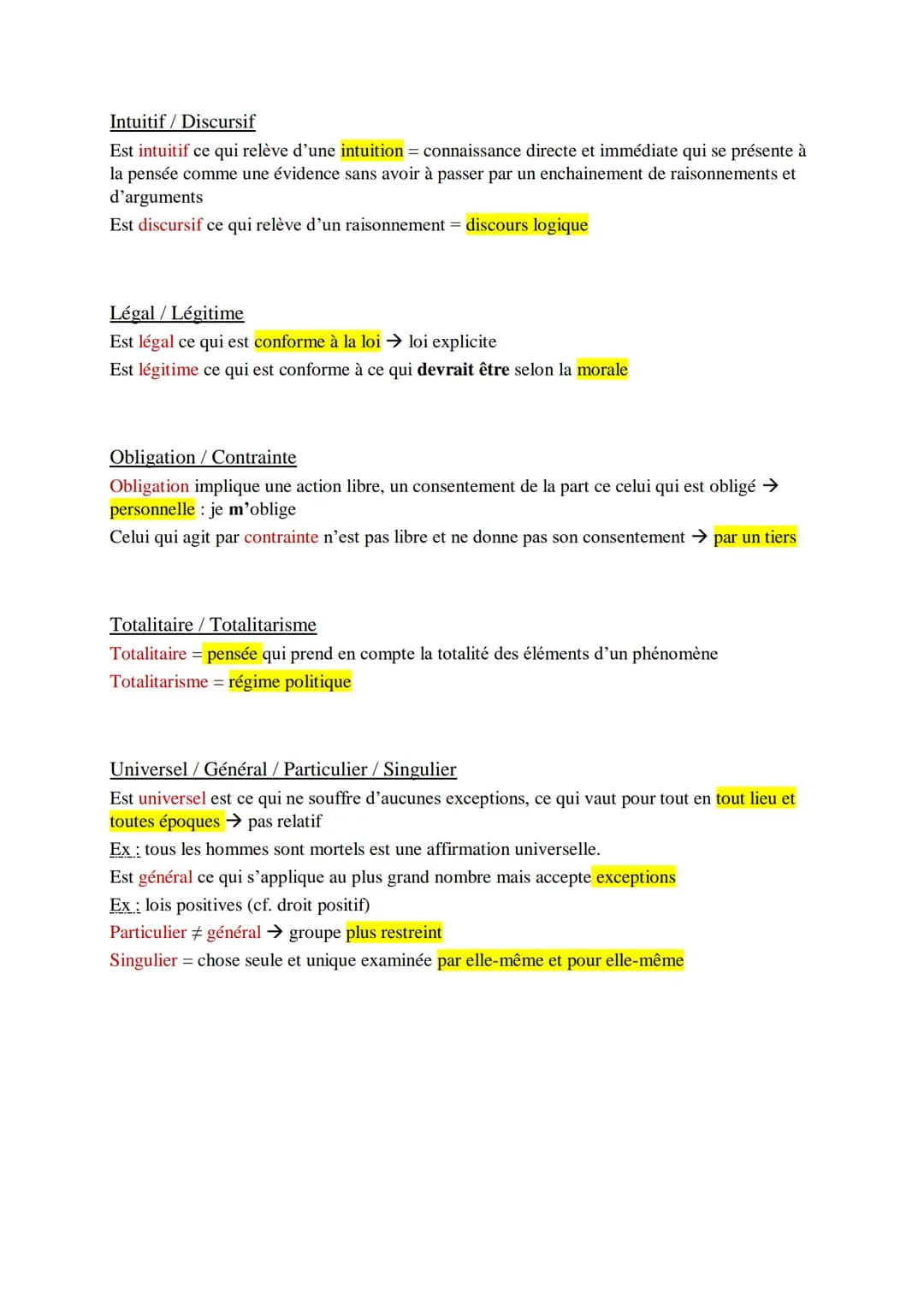 Distinctions conceptuelles
Absolu / Relatif :
Est absolue toute chose qui peut exister/ être vraie par elle-même
Est relative toute chose qu