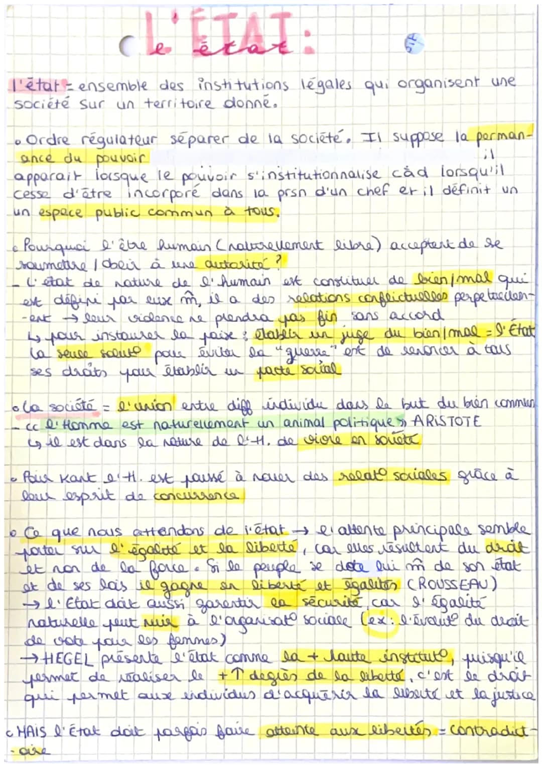 deitat:
l'état - ensemble des institutions légales qui organisent une
société sur un territoire donné.
• Ordre régulateur séparer de la soci