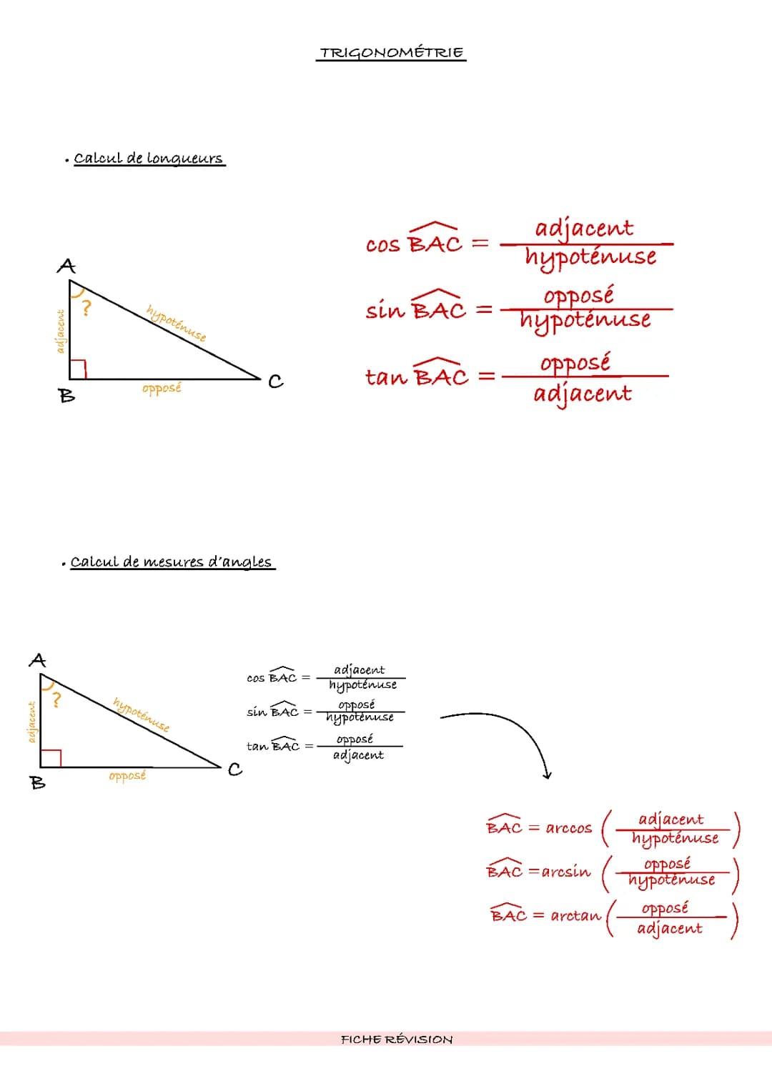 Fiche Révision - Trigonométrie 
