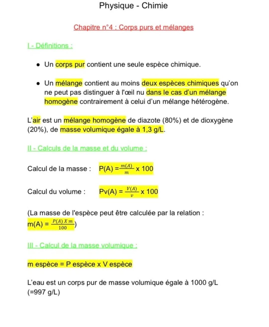 Corps purs et mélanges 
