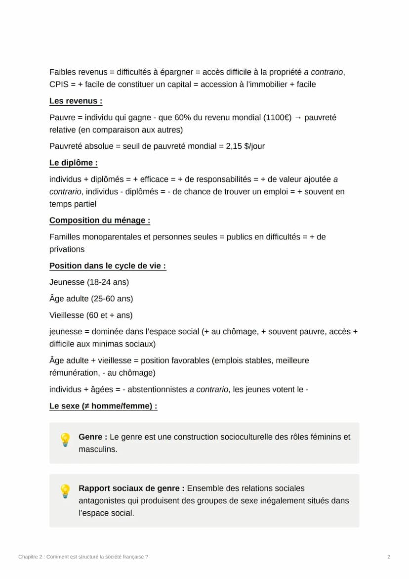 Chapitre 2 : Comment est
structuré
I/ Comment classifier les individus ?
Les PCS :
Professions et Catégories Socioprofessionnelles (PCS) : É