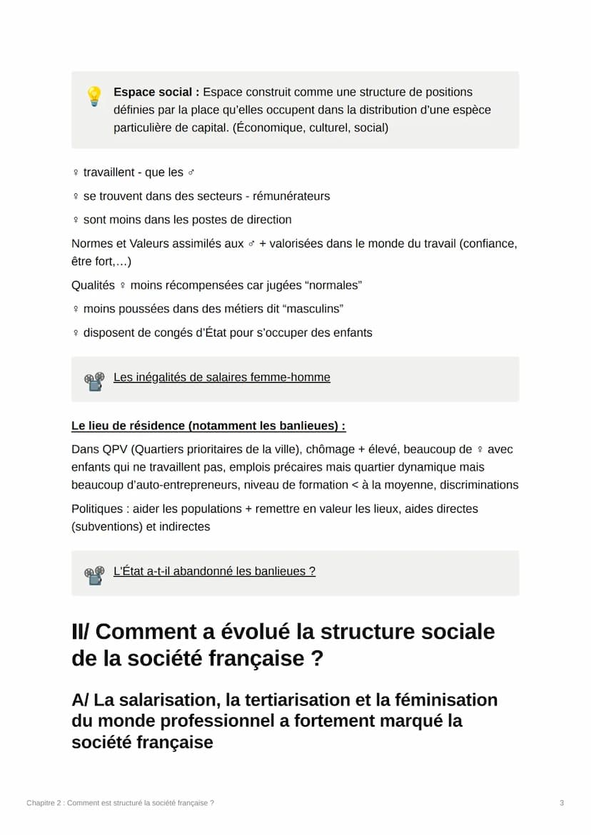 Chapitre 2 : Comment est
structuré
I/ Comment classifier les individus ?
Les PCS :
Professions et Catégories Socioprofessionnelles (PCS) : É