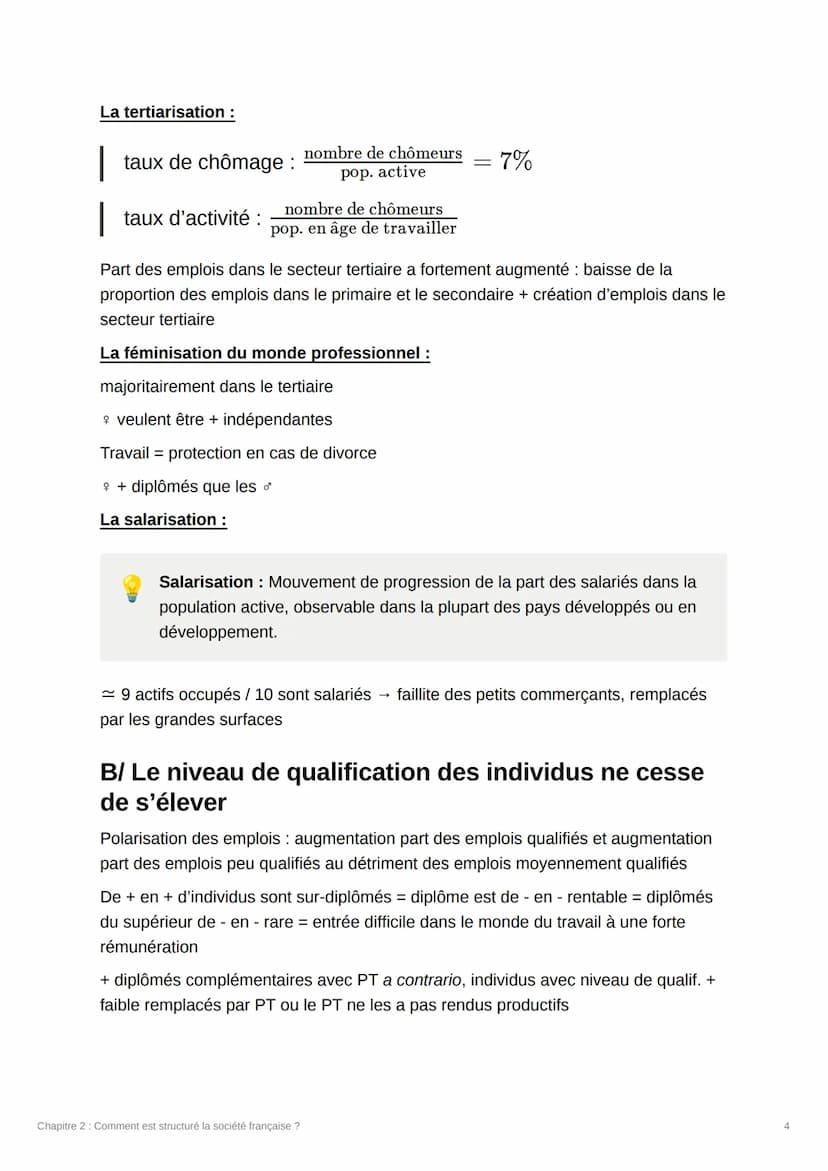 Chapitre 2 : Comment est
structuré
I/ Comment classifier les individus ?
Les PCS :
Professions et Catégories Socioprofessionnelles (PCS) : É