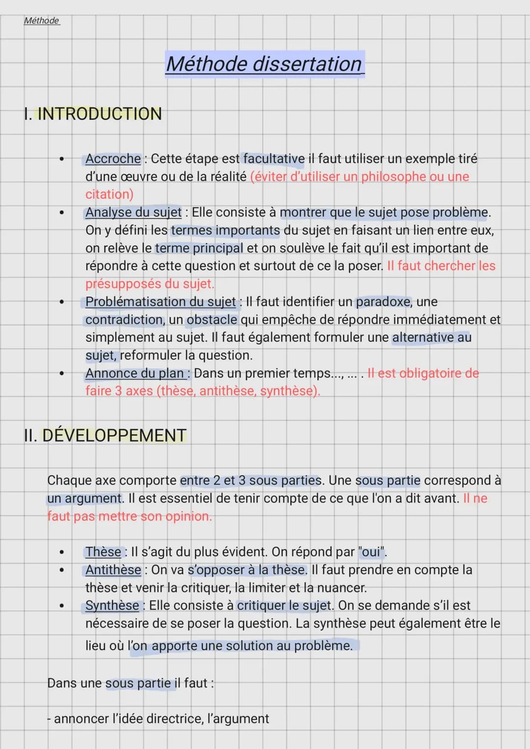 Guide facile pour la méthode dissertation : introduction, plan de développement et conclusion