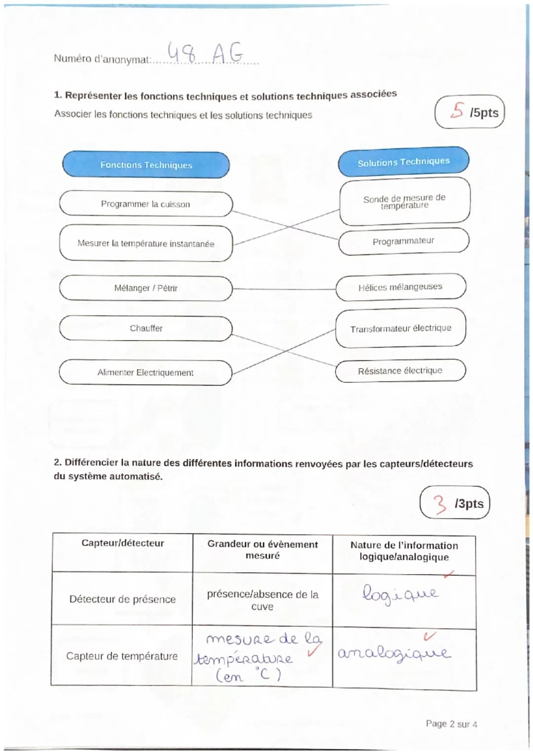 Numéro d'anonymat: 48 AG
Programmateur
Les candidats rédigent directement sur ce document
Résistance
électrique
Machine avec
son
compartimen