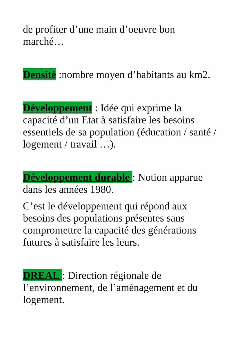 Définitions essentielles en
géographie (pour le bac)
Accroissement naturel : solde des naissances
et des décès par an pour 1000 habitants.
A