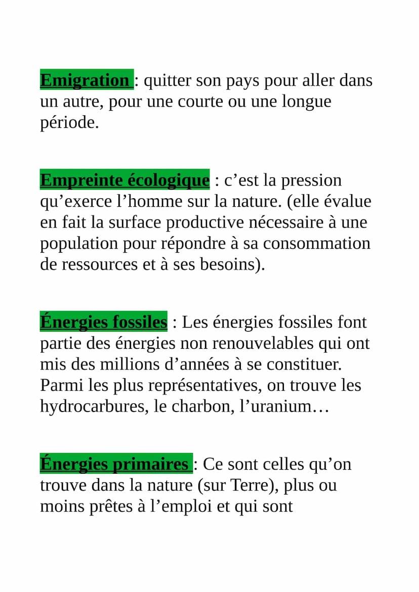 Définitions essentielles en
géographie (pour le bac)
Accroissement naturel : solde des naissances
et des décès par an pour 1000 habitants.
A