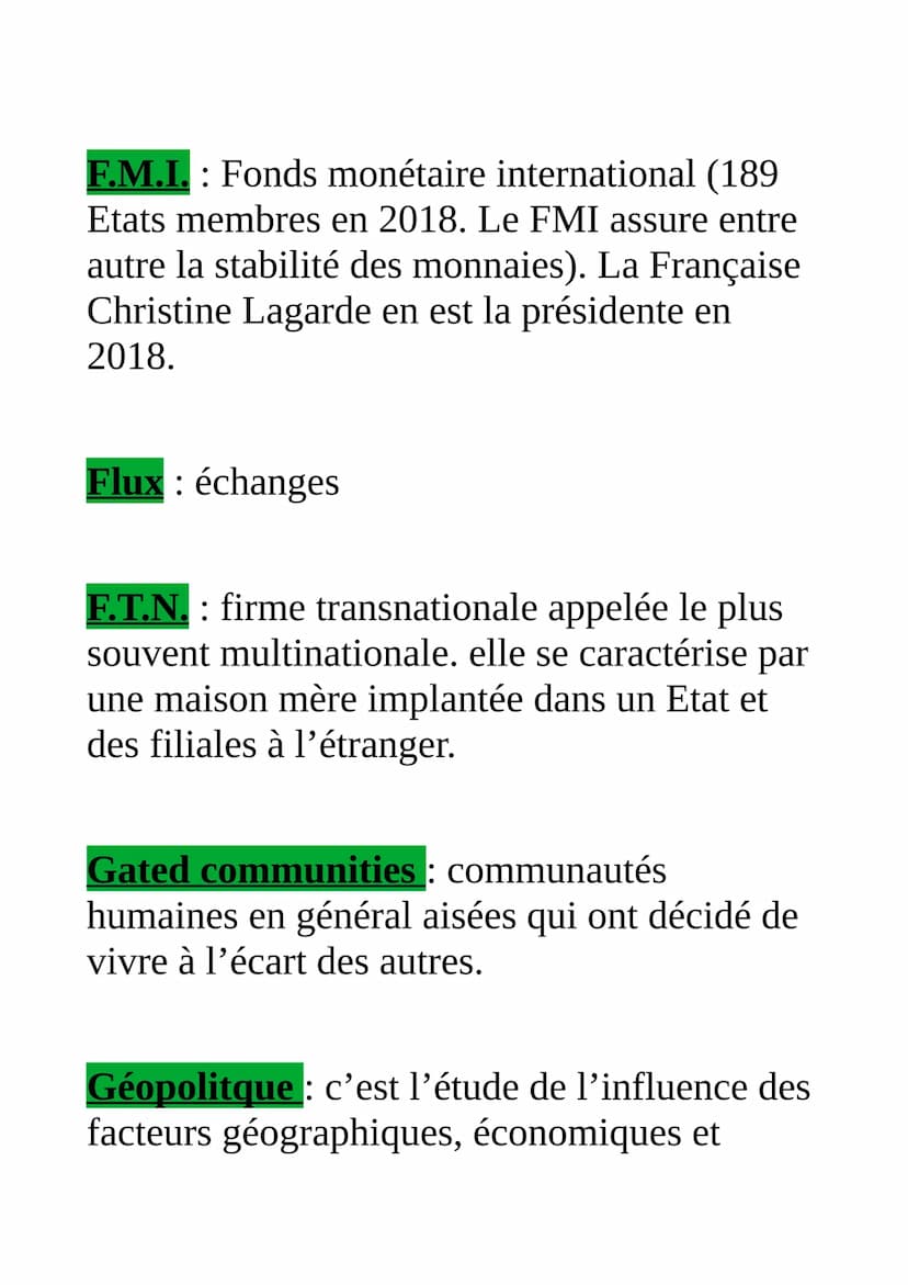 Définitions essentielles en
géographie (pour le bac)
Accroissement naturel : solde des naissances
et des décès par an pour 1000 habitants.
A