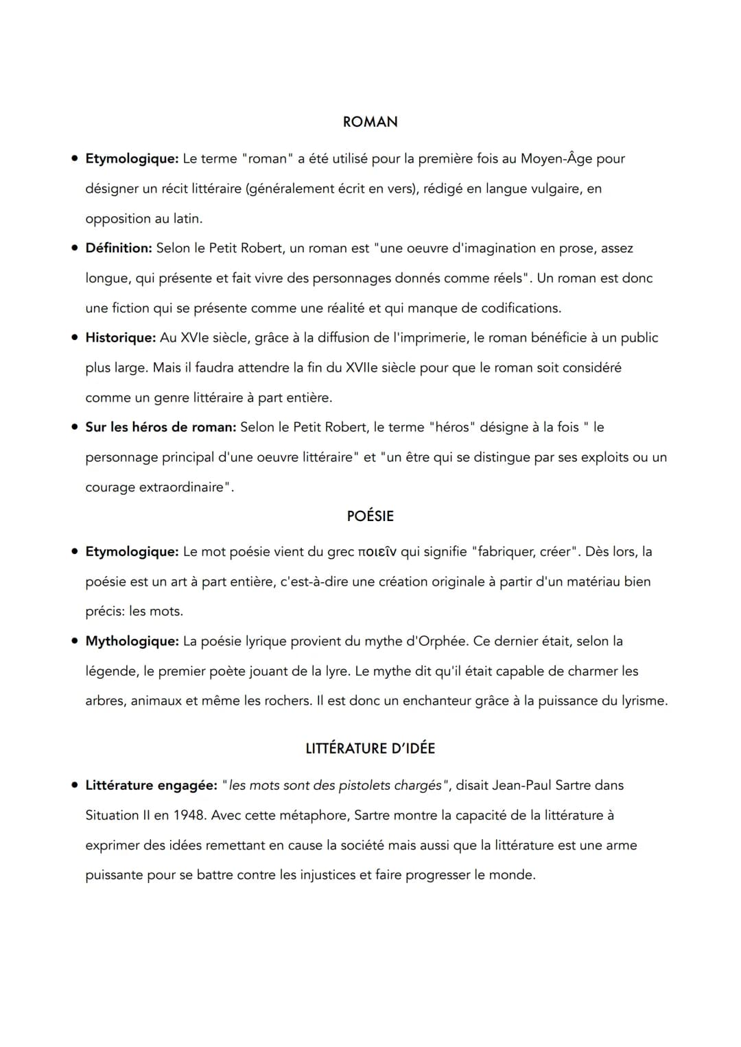 ROMAN
• Etymologique: Le terme "roman" a été utilisé pour la première fois au Moyen-Âge pour
désigner un récit littéraire (généralement écri