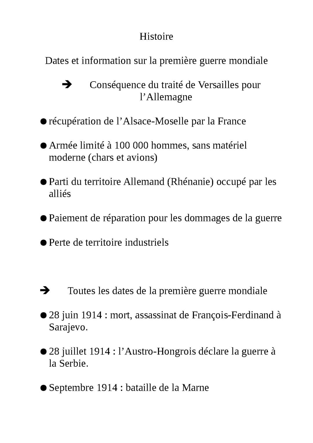 Toutes les dates et information importantes sur la première guerre mondiale