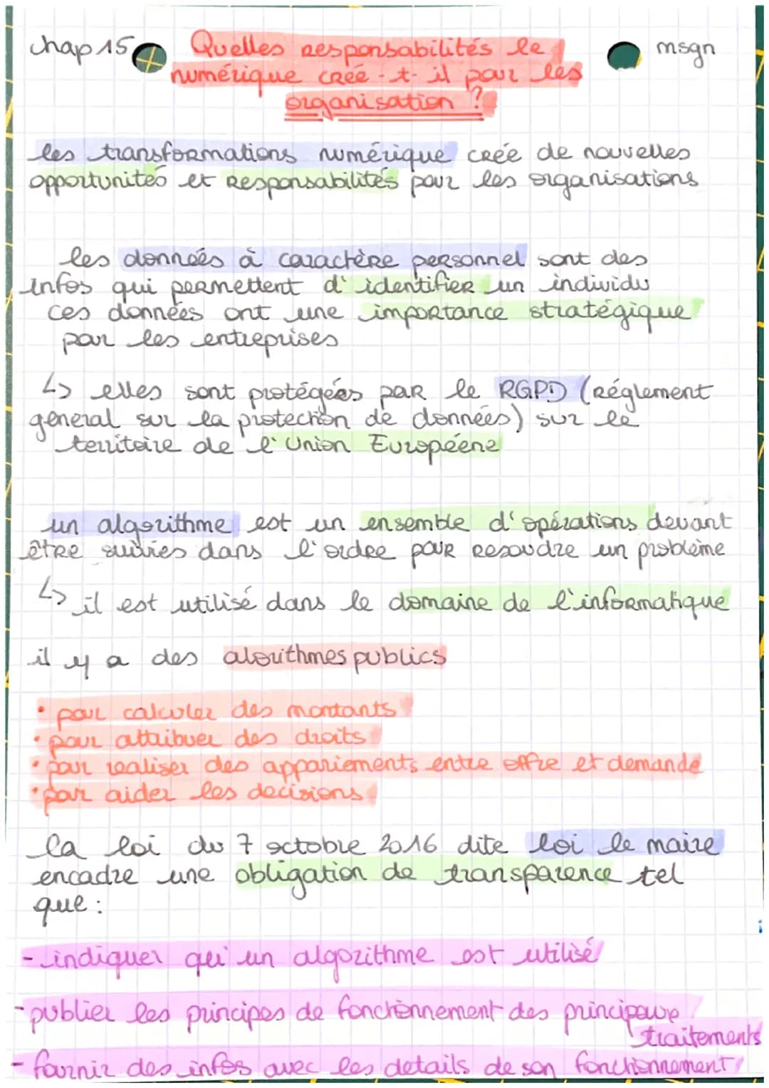 chap 15
les transformations numérique crée de nouvelles
opportunités et Responsabilités pour les organisations
Quelles Responsabilités le
nu