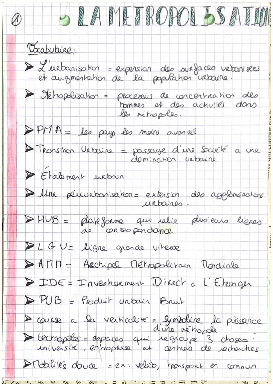 0
5 LA METROPOLDSATION
Vocabubire.
➤ Lurbanisation
= expension des surfaces urbanisées
et augmentation de la population urbaine.
➤Tehopolisa