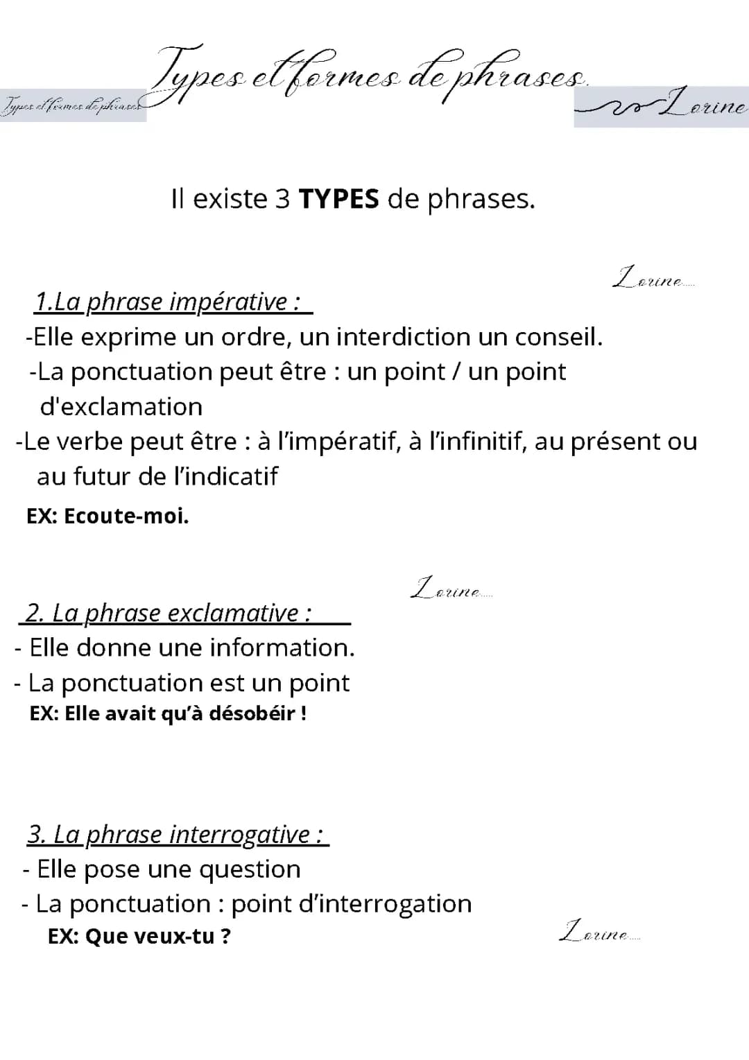 types et formes de phrases