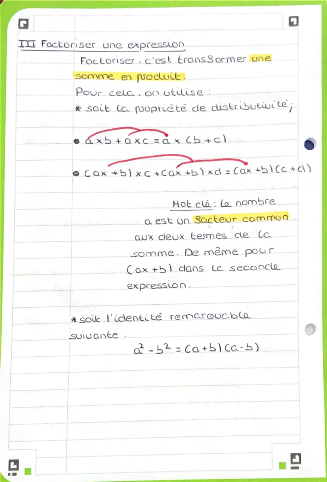 # MATHS

Développer et Sactoriser une expression

I La propriété de distributivité
la multiplication est distributive par
rapport à l'additi