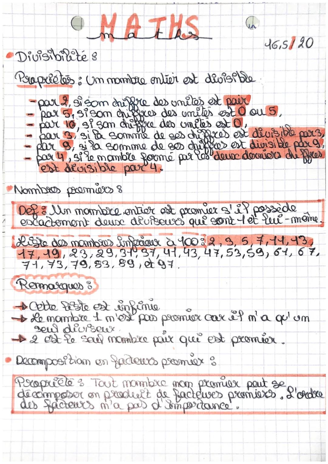 -
• MATHS
-
a
Divisibilités
Proprietes: Um mombre ontier est divisible
par &, si som chiffre des unités est pair
par 5, sisom chiffres des o