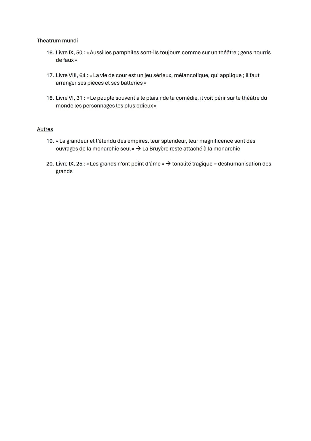 Les Caractères: Citations (relevé thématique)
Le registre comique: satire et ironie
1. Livre VIII, 74: « Les femmes de ce pays précipitent l