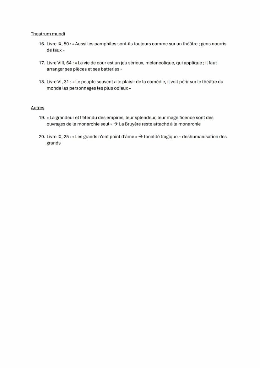 Les Caractères: Citations (relevé thématique)
Le registre comique: satire et ironie
1. Livre VIII, 74: « Les femmes de ce pays précipitent l