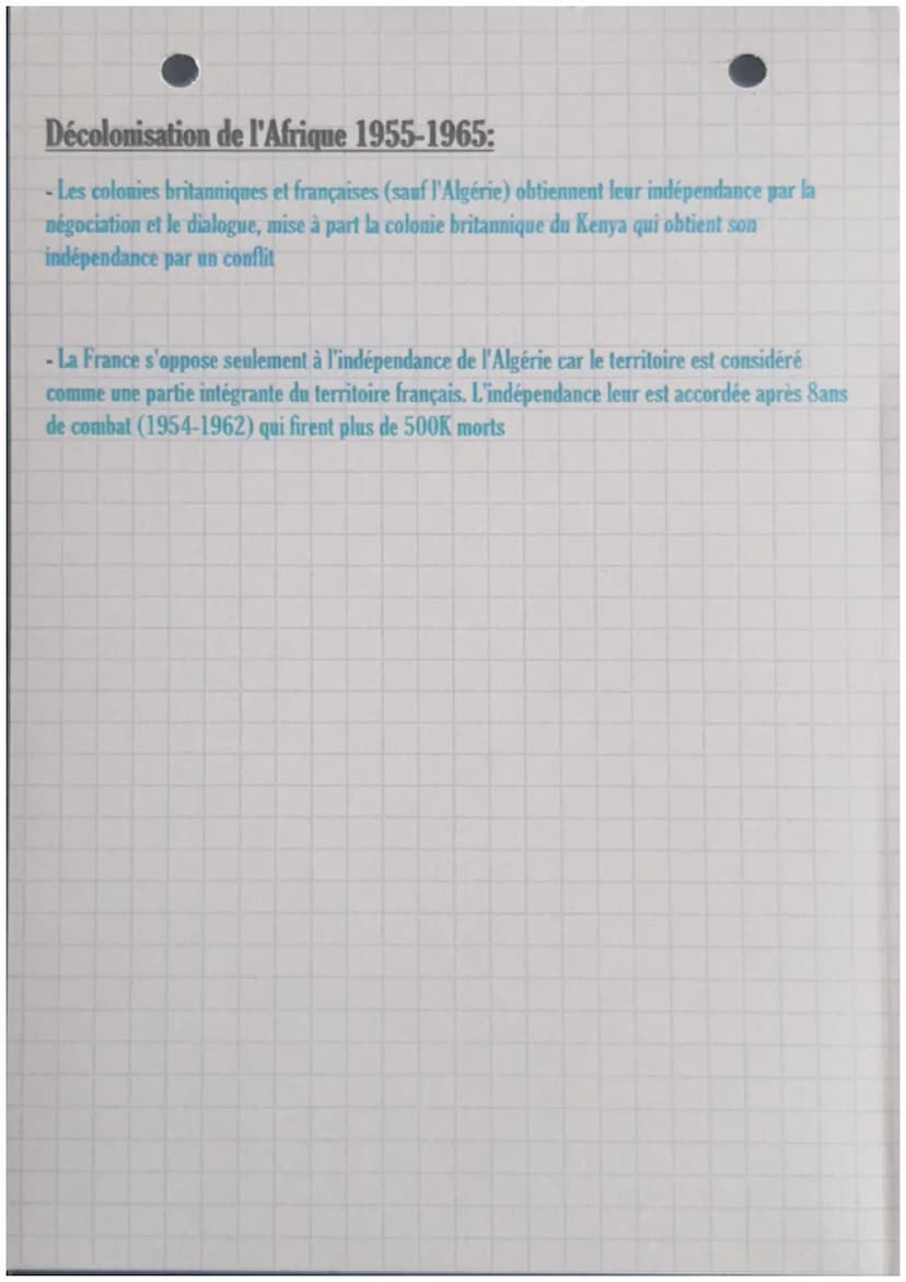 Histoire:
Chap. 5: Indépendances et construction de nouveaux états
- A la fin de la WW2, les métropoles européennes sont affaiblies économiq