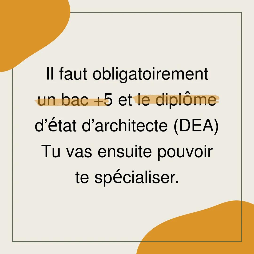 Ce que tu dois savoir
sur le métier
d'architecte !
Aktions L'architecte réalise tout
d'abord une étude de
faisabilité du terrain.
Puis il fa