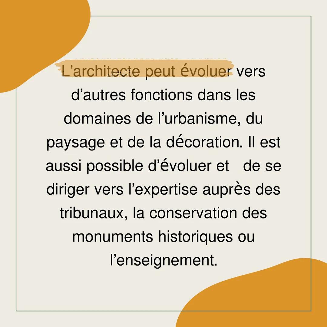 Ce que tu dois savoir
sur le métier
d'architecte !
Aktions L'architecte réalise tout
d'abord une étude de
faisabilité du terrain.
Puis il fa