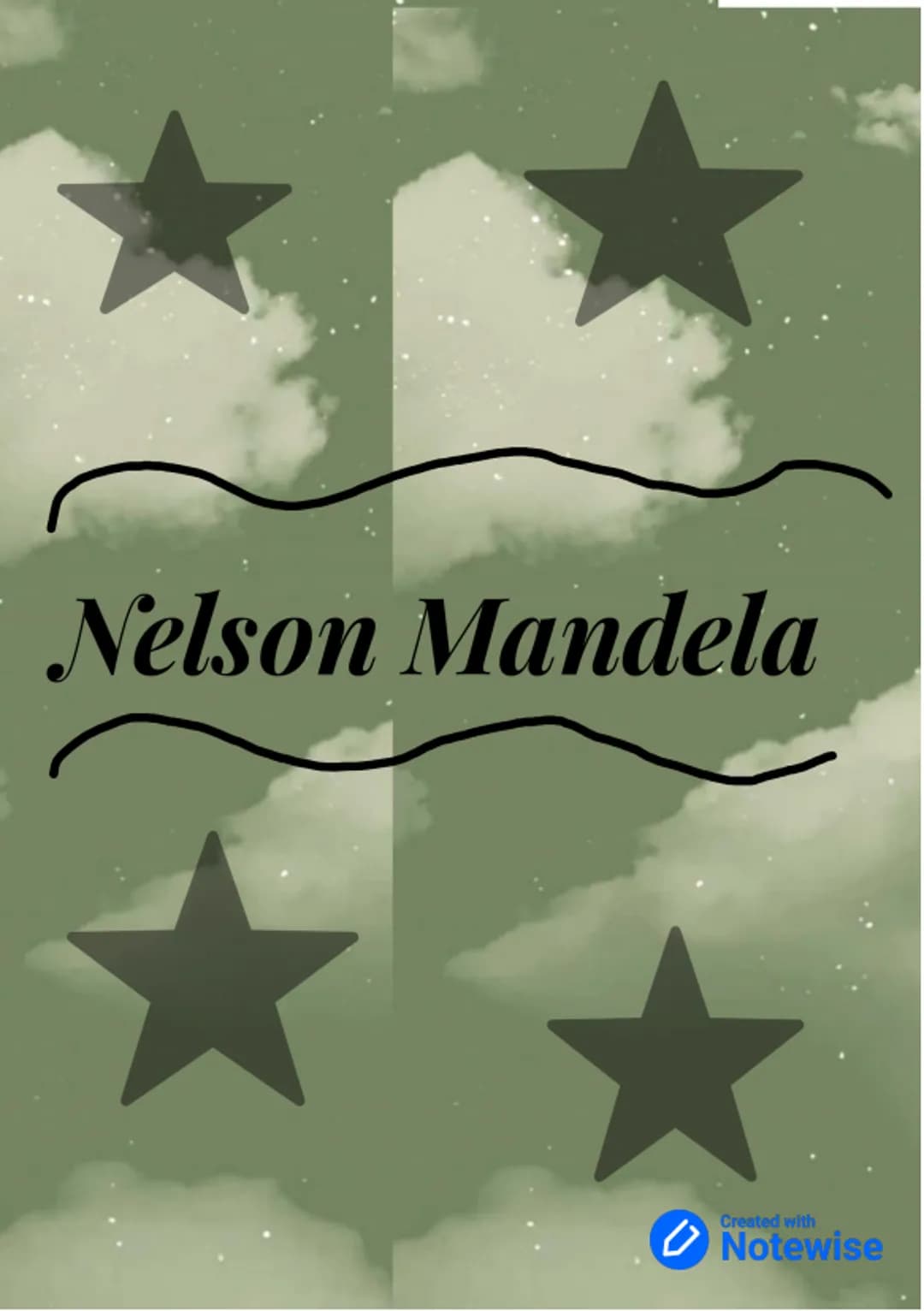 Nelson Mandela
Created with
Notewise d
Nelson
Les bases
Mandela
Mandela
1918-2013
Nom: Nelson Mandela
Surnom: Madiba
Date de naissance: 18 j