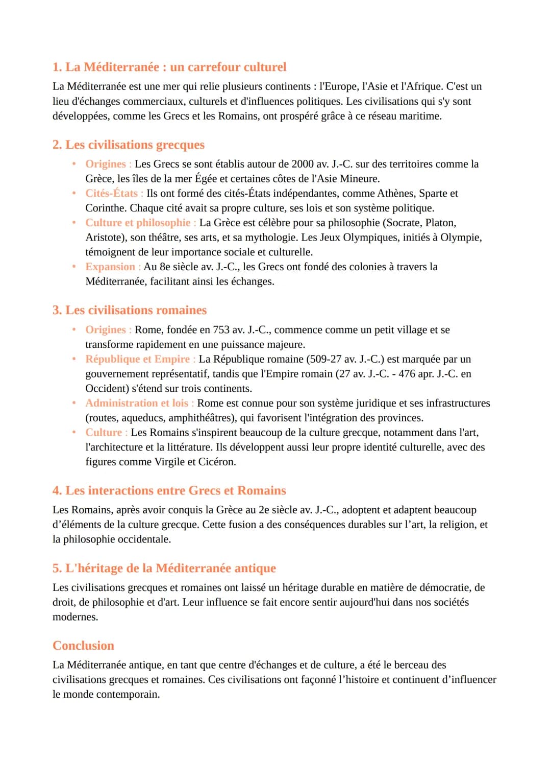 1. La Méditerranée : un carrefour culturel
La Méditerranée est une mer qui relie plusieurs continents: l'Europe, l'Asie et l'Afrique. C'est 