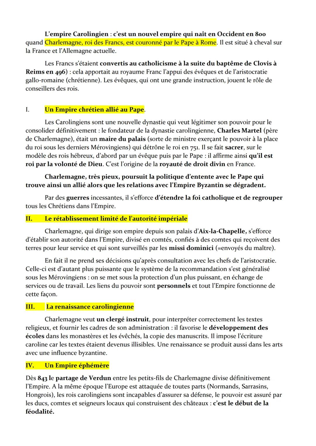 Empire Byzantin, Empire Carolingien :
Deux empires qui perpétuent tous deux l'héritage romain, mais bien différents.
L'Empire Byzantin : du 