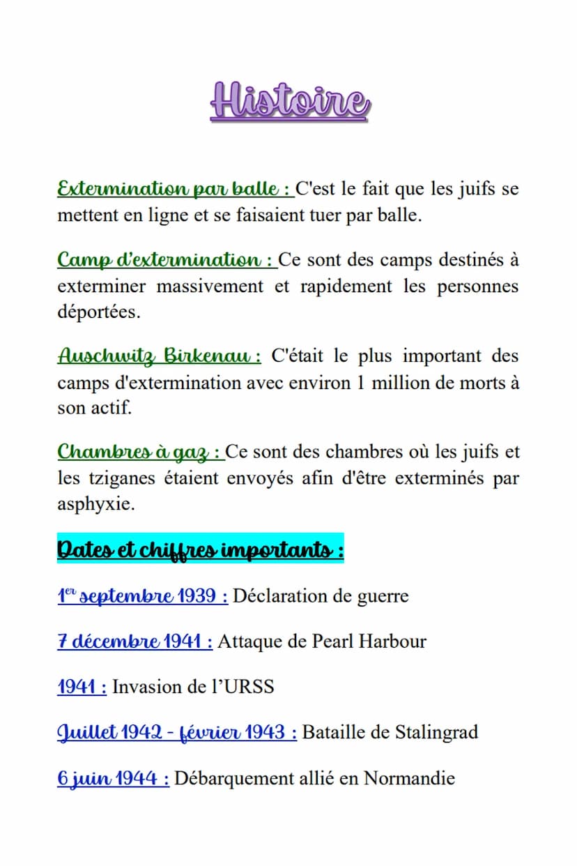 Histoire I)
Thème 3: La 2nde Guerre mondiale
Définitions :
Guerre d'anéantissement : C'est un conflit dont le but
est de détruire en totalit