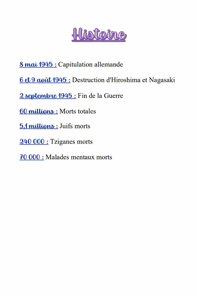Histoire I)
Thème 3: La 2nde Guerre mondiale
Définitions :
Guerre d'anéantissement : C'est un conflit dont le but
est de détruire en totalit